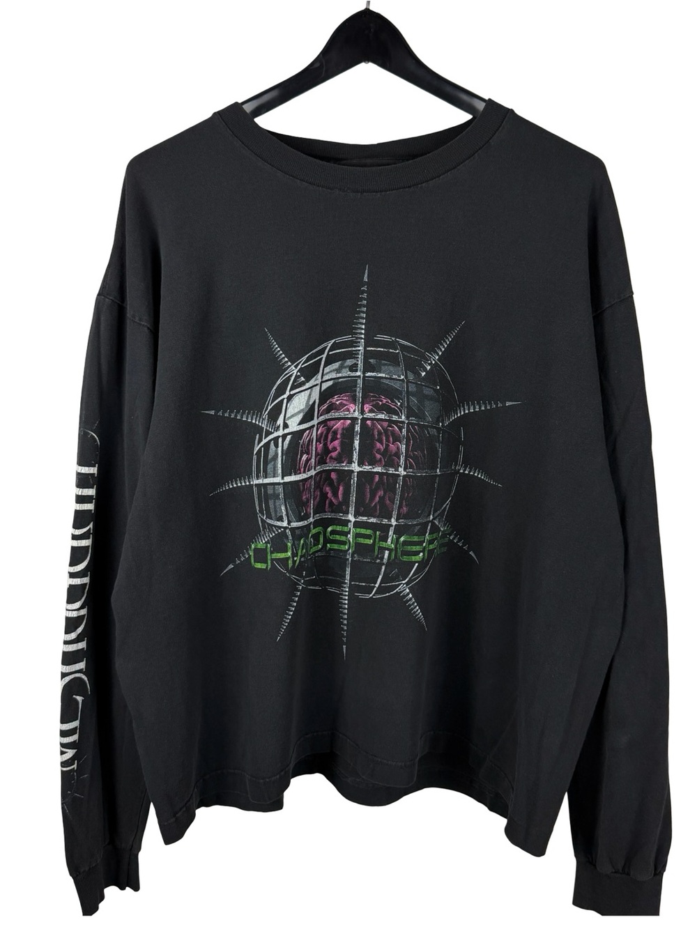 Vintage 90s Meshuggah Chaospehere Boxy Long Sleeve Rock Shirt Size XL